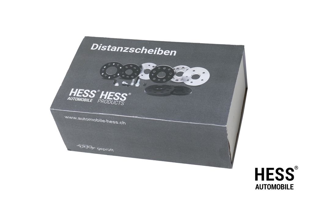 HESS Distanzscheiben 15mm, LK 5/112, schwarz, 2er Set exkl. Befestigungsschrauben