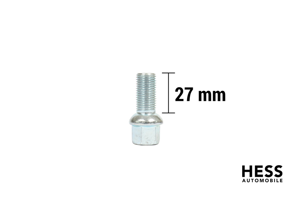 Radschraube M14x1.5 L27 KH20 SW17 Kugel R13 verzinkt grau