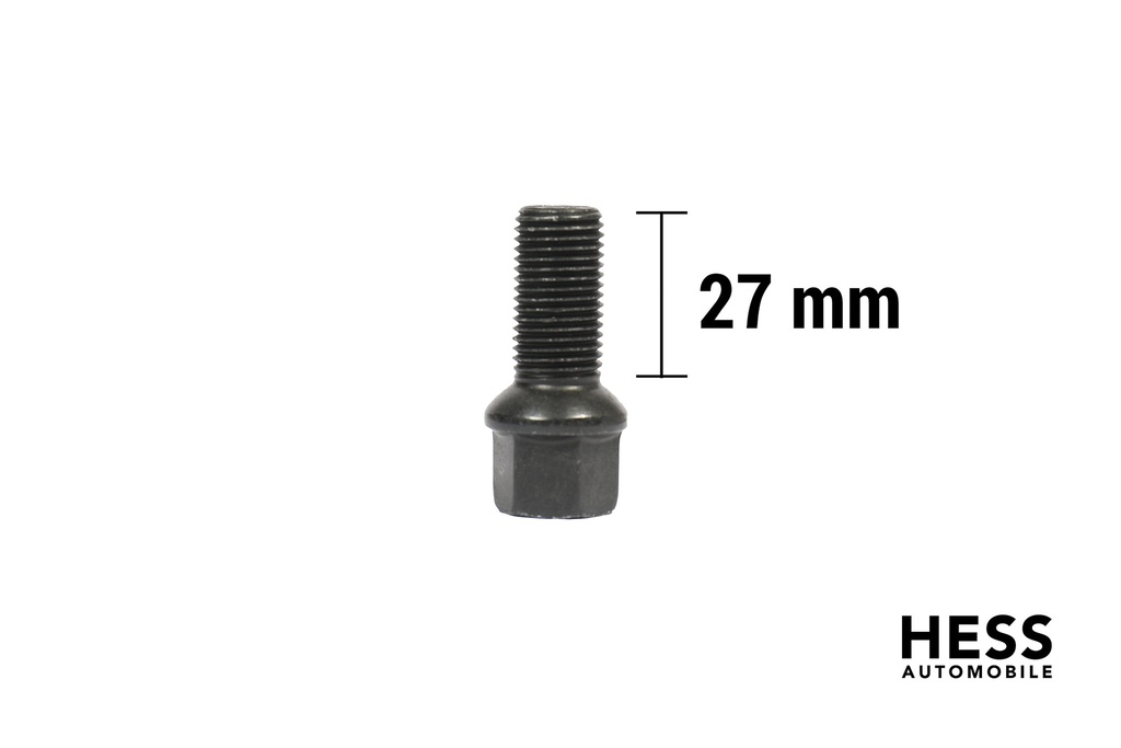 Radschraube M14x1.5 L27 KH20 SW17 Kugel R13 verzinkt schwarz