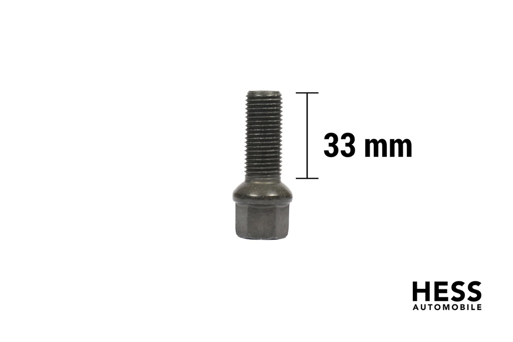 Radschraube M14x1.5 L33 KH20 SW17 Kugel R13 verzinkt schwarz