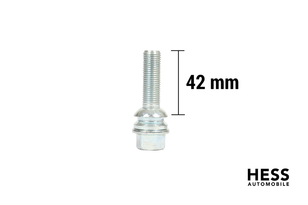 Radschraube M14x1.5 L42 KH29 SW19 Kugel R14 (Kalotte) verzinkt grau