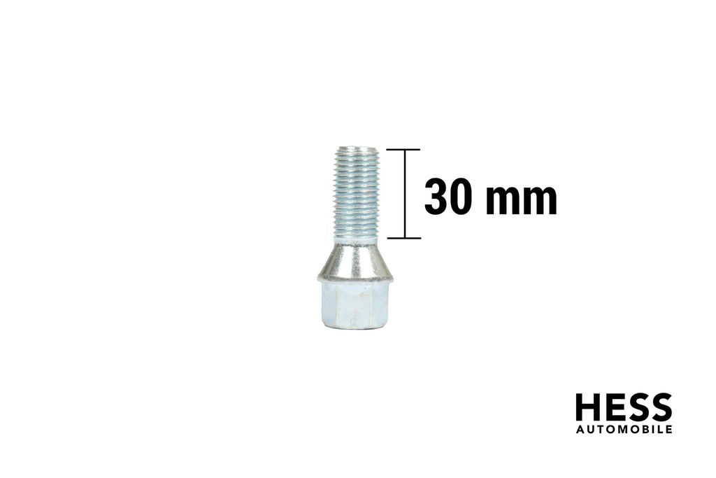 Radschraube M14x1.5 L30 KH24 SW17 Kegel 60° verzinkt grau