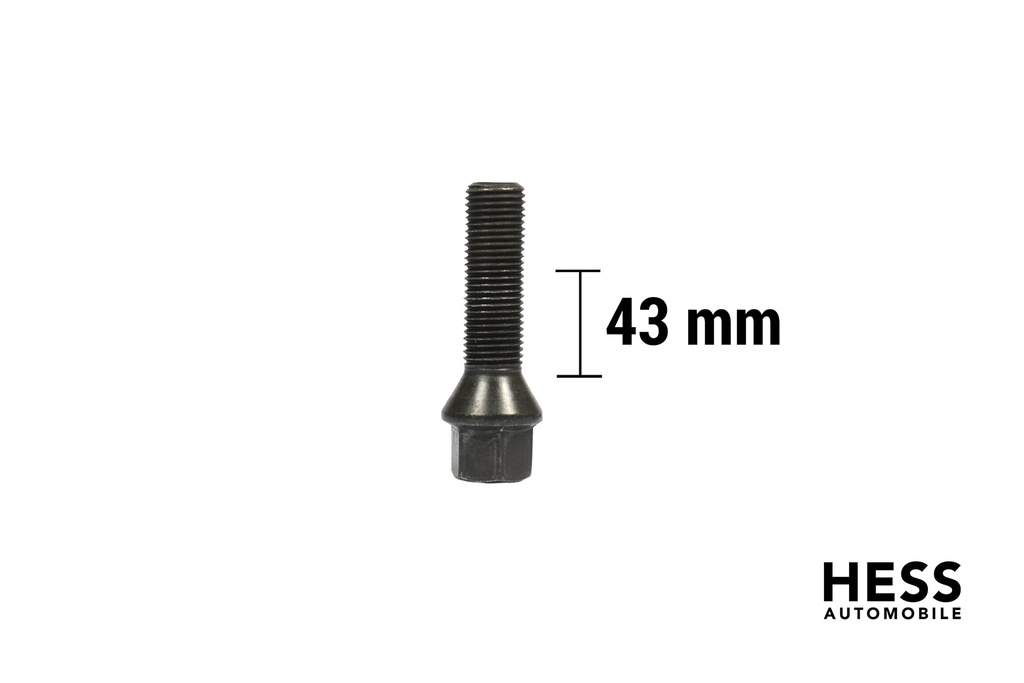 Radschraube M14x1.5 L43 KH24 SW17 Kegel 60° verzinkt schwarz