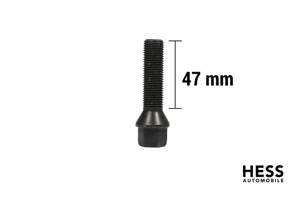 Radschraube M14x1.5 L47 KH24 SW17 Kegel 60° verzinkt schwarz