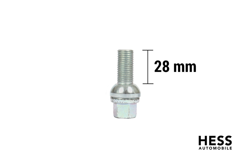 Radschraube M14x1.5 L28 KH24 SW17 Kugel R13 (Kalotte) verzinkt grau