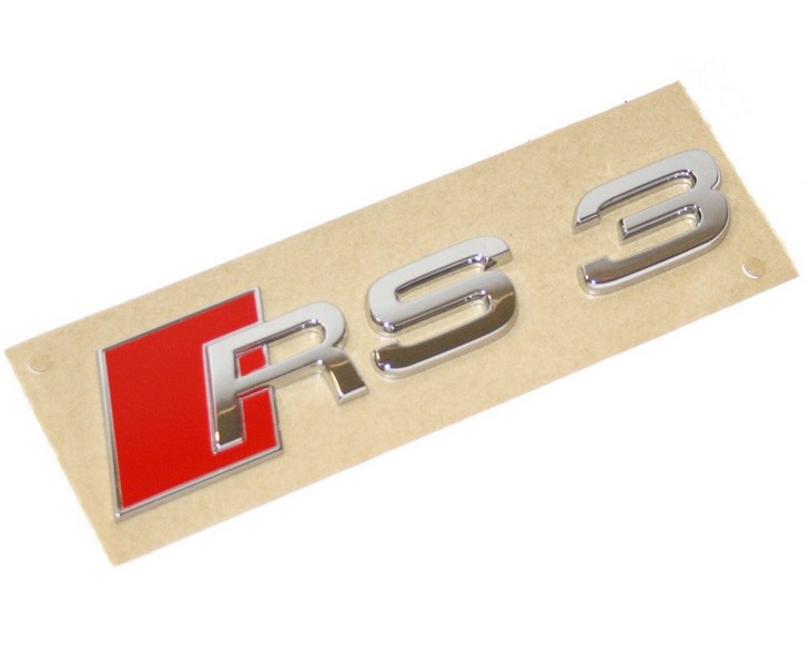 Schriftzug RS3 Original Audi A3 8P 8V Emblem Chrom / Rot Heck Zeichen