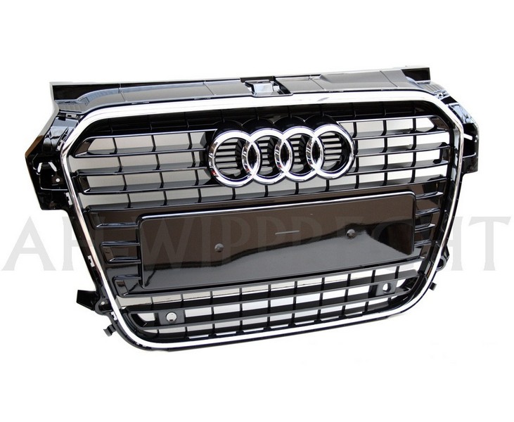 Kühlergrill Original Audi A1 S-Line schwarz glänzend Chromrahmen Tuning Grill